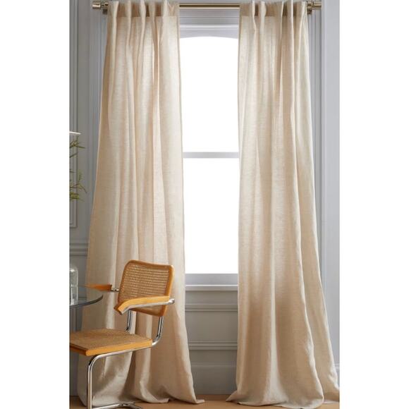 Quince European Linen Curtain Light FilteringSet of 2 48 X 96 Color Sand - Picture 3 of 4